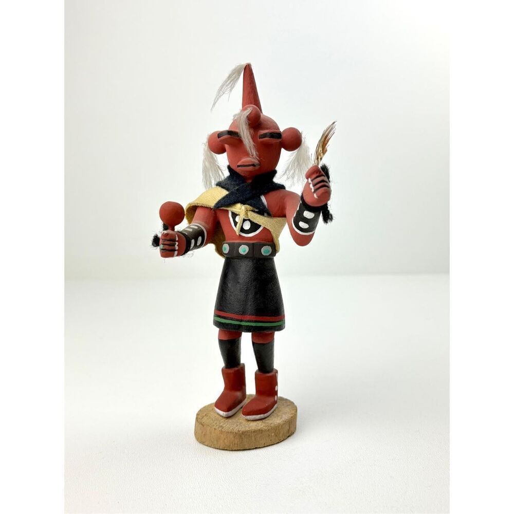 Vintage Native American Hopi Mudhead Kachina Sculpture Original Handmade 8in DV2
